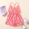 AnFeng Baby Girl Pineapple Clothes Romper Backless Suspender Jumpsuit Printed Toddler Ruffles Girls Floral (Pink, 2-3 Years) view 4