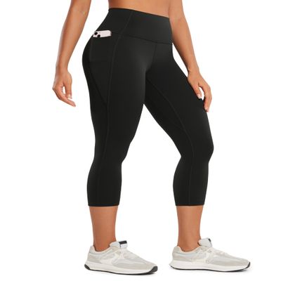 CRZ YOGA Womens Butterluxe Workout Capri Leggings with Pockets 21 Inches - High Waisted Gym Athletic Crop Yoga Black XX-Small