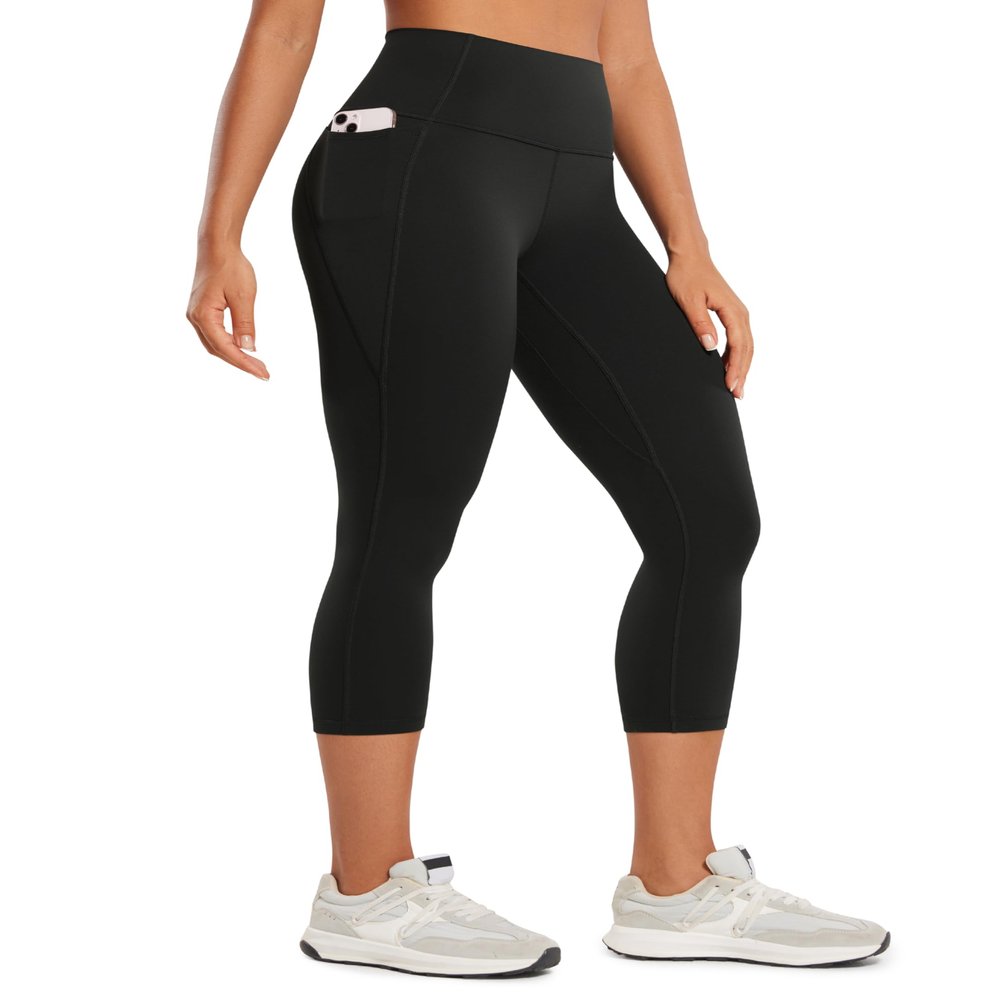 CRZ YOGA Womens Butterluxe Workout Capri Leggings with Pockets 21 Inches - High Waisted Gym Athletic Crop Yoga Black XX-Small