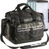 DODO DEER Fishing Tackle Bag Large Tackle Box Fishing Bag Water Resistant Fishing Gear Storage Bag with Rod Holder for Freshwater & Saltwater (Small Incognito Camouflage with 4 Trays,Standard) view 1