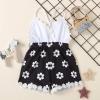 AnFeng Baby Girls Suspender Sunflower Romper Toddler Jumpsuit Backless Ruffles Printed Jumpsuit (Black, 2-3 Years) view 2