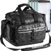DODO DEER Fishing Tackle Bag Large Tackle Box Fishing Bag Water Resistant Fishing Gear Storage Bag with Rod Holder for Freshwater & Saltwater (Small Multicam Black with 4 Trays,Standard) view 1