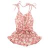 AnFeng Girls Summer Romper Floral Playsuit Strap Romper Summer Outfits Clothes Elastic Waisted Shorts (Pink, 3-4 Years) view 1
