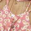 AnFeng Girls Summer Romper Floral Playsuit Strap Romper Summer Outfits Clothes Elastic Waisted Shorts (Pink, 3-4 Years) view 4