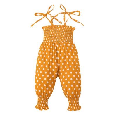 AnFeng Girls Solid Sling Jumpsuits Stretchy Short Jumpsuit Pants Summer Hawaii Outfit Clothing Halter Tie (Yellow, 12 Months)