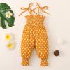 AnFeng Girls Solid Sling Jumpsuits Stretchy Short Jumpsuit Pants Summer Hawaii Outfit Clothing Halter Tie (Yellow, 12 Months) view 2