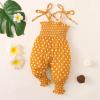 AnFeng Girls Solid Sling Jumpsuits Stretchy Short Jumpsuit Pants Summer Hawaii Outfit Clothing Halter Tie (Yellow, 12 Months) view 3