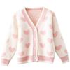 FindThy Girls Heart Print Cute Cardigan Long Sleeve V Neck Brushed Sweater Kawaii Cardigan Coat(0944-White-XXL-LB) view 1