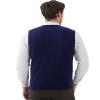 Kallspin Mens Wool Blended Cable Knit Vest Sweater V Neck Relaxed Fit Sleeveless Pullovers (Navy Blue Large) view 4
