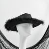 Chloefairy Cowboy Hats for Women,White Pink Cowgirl Hat with Fluffy Feather Trim,Cow Girl Hat Costume Party Play Dress Up (Solid Black) view 2