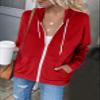 Dokotoo Womes Fall Solid Color Full Zip Up Hoodie Long Sleeve Hooded Sweatshirts Pockets Jacket Coat for Women Teen Girls 2025 Fashion Casual Red Medium view 2