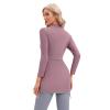 AWIBMK Womens Muslim Swimsuits Long Sleeve Printed Top Swim Pants with Chest Pads Full Coverage Swimwear Modest Islamic Hijab Ladies Beachwear Swimming Burkini Bathing Suit 3PCS Purple Pink Large view 2