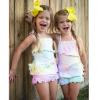 AnFeng Floral Dress 3 4 Sleeve Tie-Dyed Backless Piece Toddler Girls Jumpsuit Ruffle Romper Suspenders One (Blue, 9-12 Months) view 4