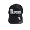 Ashen Fane Military Air Force Premium 6 Panel Adjustable Veteran Baseball Cap, Black Text view 2