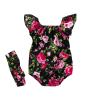 AnFeng Girls Solid Sling Jumpsuits Halter Long Pants Jumpsuit Floral Wide Leg Jumpsuit Elastic Waisted (Red, 12-24 Months) view 1