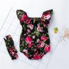 AnFeng Girls Solid Sling Jumpsuits Halter Long Pants Jumpsuit Floral Wide Leg Jumpsuit Elastic Waisted (Red, 12-24 Months) view 2