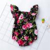 AnFeng Girls Solid Sling Jumpsuits Halter Long Pants Jumpsuit Floral Wide Leg Jumpsuit Elastic Waisted (Red, 12-24 Months) view 3