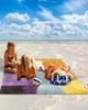 Beach Blanket Orange Purple Gray Abstract Sandproof Waterproof Beach Mat Modern Art Sand Free Mat Quick Drying Beach Essentials for Vacation Lightweight with 4 Stakes & Corner Pockets 118"x108" view 2