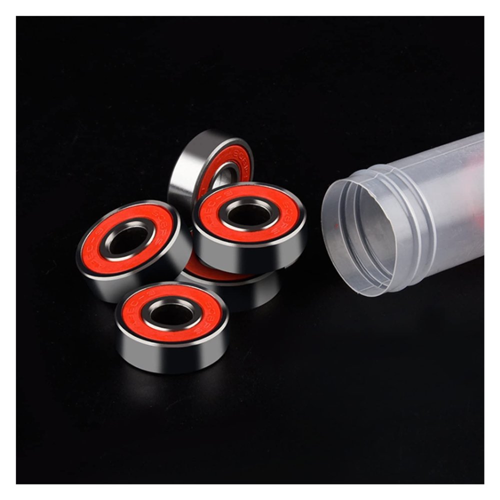 SUOFEILAIMU 16Pcs ABCE-11 608 Skate Scooter Skateboard Wheels Spare Bearings 608RS Ball Roller Highest Precision Shafts Bearing Steel (Color : Red)