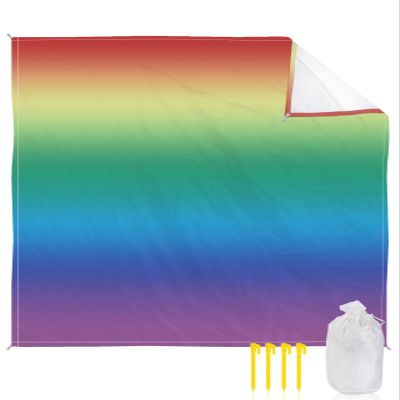 Beach Blanket Rainbow Ombre Sandproof Waterproof Beach Mat Gradual Color Red Yellow Green Colorful Sand Free Mat Quick Drying Beach Essentials for Lightweight with 4 Stakes & Corner Pockets 95"x80"
