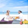 ALAGEO Beach Blanket Orange Purple Gray Abstract Sandproof Waterproof Beach Mat Modern Art Sand Free Mat Quick Drying Beach Essentials for Vacation Lightweight with 4 Stakes & Corner Pockets 108"x84" view 4
