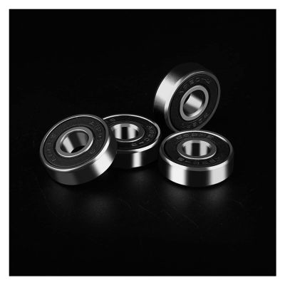 SUOFEILAIMU 16Pcs ABCE-11 608 Skate Scooter Skateboard Wheels Spare Bearings 608RS Ball Roller Highest Precision Shafts Bearing Steel (Color : Black)