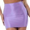 Manyakai Women Glossy Elastic Waistband Pencil Skirts Athletic Workout Casual A-line High Waist Miniskirts Purple X-Large view 3