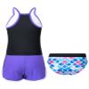 Moggemol Kids Girls 3 Piece Tankini Swimsuit Floral Print Top with Boyshorts Bottoms Bathing Suit Swimwear Fish Scales 8 Years view 2