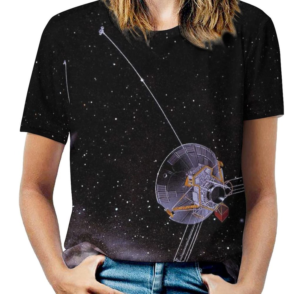 BAIKUTOUAN Satellite Space Women's T-Shirt Short Sleeve Casual Shirt Tees Tops 6XL
