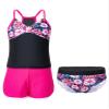 Moggemol Kids Girls 3 Piece Tankini Swimsuit Floral Print Top with Boyshorts Bottoms Bathing Suit Swimwear Flower 6 Years view 1