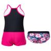 Moggemol Kids Girls 3 Piece Tankini Swimsuit Floral Print Top with Boyshorts Bottoms Bathing Suit Swimwear Flower 6 Years view 2