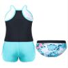 Moggemol Kids Girls 3 Piece Tankini Swimsuit Floral Print Top with Boyshorts Bottoms Bathing Suit Swimwear Palm Leaf 8 Years view 2