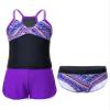 Moggemol Kids Girls 3 Piece Tankini Swimsuit Floral Print Top with Boyshorts Bottoms Bathing Suit Swimwear Ethnic Pattern 4 Years view 1