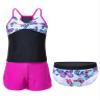 Moggemol Kids Girls 3 Piece Tankini Swimsuit Floral Print Top with Boyshorts Bottoms Bathing Suit Swimwear Butterfly 8 Years view 1