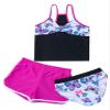 Moggemol Kids Girls 3 Piece Tankini Swimsuit Floral Print Top with Boyshorts Bottoms Bathing Suit Swimwear Butterfly 8 Years view 3