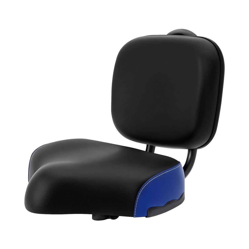 Backrest Saddle Bike Seat with Backrest, Comfort Bike Seats for Men & Women, 11.5" x 9.5" Universal Bicycle Tricycle Saddle Seat with Back Support, Faux Leather Foam Cycling Seat Cushion (Black Blue)
