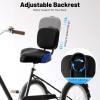 Backrest Saddle Bike Seat with Backrest, Comfort Bike Seats for Men & Women, 11.5" x 9.5" Universal Bicycle Tricycle Saddle Seat with Back Support, Faux Leather Foam Cycling Seat Cushion (Black Blue) view 3