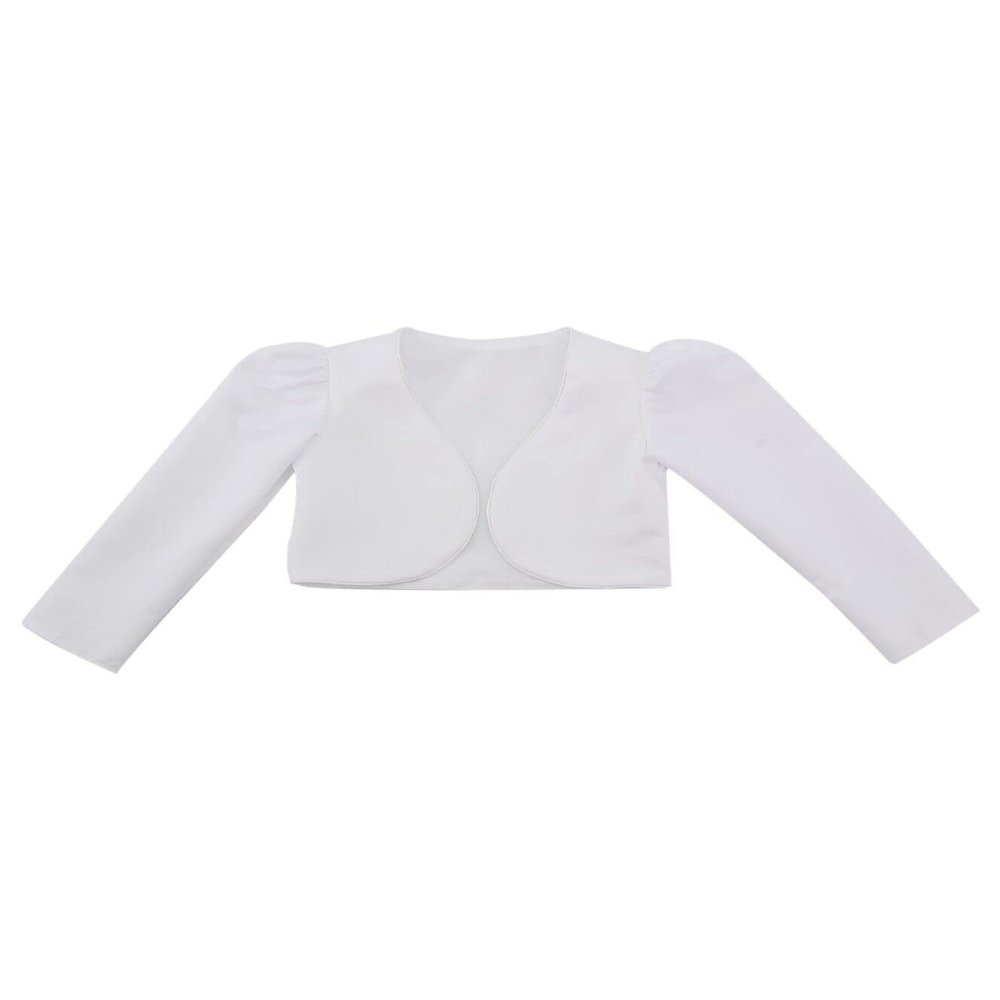 Baby Girl Long Sleeves Communion Christening Baptism White Bolero Flower Girl Formal Wedding Cardigan Jacket Age 0-3 Months