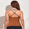 coastal rose Womens Underwire Tankini Tops Front Twist V Neck Swim Top Ruched Tummy Control Swimsuit Tops US18 Orange view 4