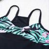 Moggemol Kids Girls 3 Piece Tankini Swimsuit Floral Print Top with Boyshorts Bottoms Bathing Suit Swimwear Black,Lily 8 Years view 4