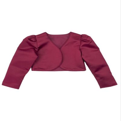 Baby Girl Long Sleeves Communion Christening Baptism Burgundy Bolero Flower Girl Formal Wedding Cardigan Jacket Age 6-12 Months