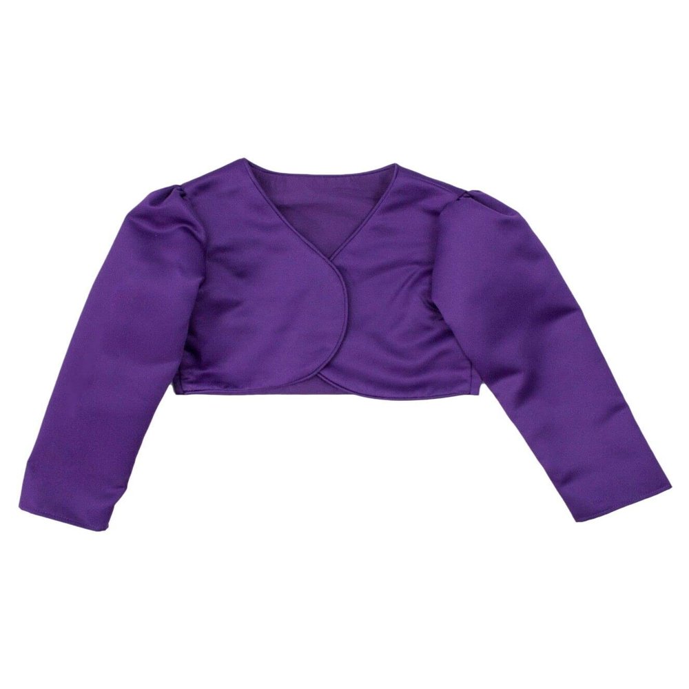 Baby Girl Long Sleeves Communion Christening Baptism Purple Bolero Flower Girl Formal Wedding Cardigan Jacket Age 18-24 Months