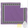 ALAGEO Beach Blanket Geometric Greek Key Design Sandproof Waterproof Beach Mat Purple Sand Free Mat Quick Drying Beach Essentials for Vacation Lightweight with 4 Stakes & Corner Pockets 95"x80" view 1