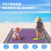 ALAGEO Beach Blanket Geometric Greek Key Design Sandproof Waterproof Beach Mat Purple Sand Free Mat Quick Drying Beach Essentials for Vacation Lightweight with 4 Stakes & Corner Pockets 95"x80" view 3