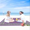 ALAGEO Beach Blanket Geometric Greek Key Design Sandproof Waterproof Beach Mat Purple Sand Free Mat Quick Drying Beach Essentials for Vacation Lightweight with 4 Stakes & Corner Pockets 95"x80" view 4