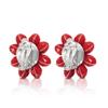 AeraVida Colorful Tropical Garden Vibrant Red Crystal Flower Beaded Clip-On Earrings | Handcrafted Non-Pierced Jewelry for Women | Bright Floral Clip-On Statement Earrings view 2
