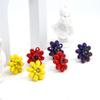 AeraVida Colorful Tropical Garden Vibrant Red Crystal Flower Beaded Clip-On Earrings | Handcrafted Non-Pierced Jewelry for Women | Bright Floral Clip-On Statement Earrings view 4