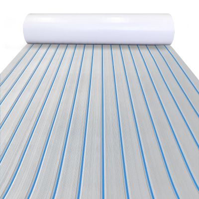 KXKZREN Boat Flooring EVA Foam Decking Sheet Faux Teak Marine Mat Non-Slip Boat Carpet Self-Adhesive Flooring for Jon Boats Motorboat RV Yacht Kayak Swim Platform 44 x 94.5 inch,28.93 sq.ft