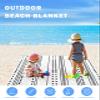 ALAGEO Beach Blanket Boho Black White Sandproof Waterproof Beach Mat Geometric Stripes Sand Free Mat Quick Drying Beach Essentials for Vacation Lightweight with 4 Stakes & Corner Pockets 95"x80" view 3