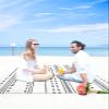 ALAGEO Beach Blanket Boho Black White Sandproof Waterproof Beach Mat Geometric Stripes Sand Free Mat Quick Drying Beach Essentials for Vacation Lightweight with 4 Stakes & Corner Pockets 95"x80" view 4